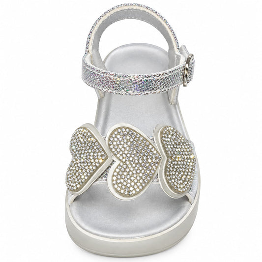 Silver Heart Crystal Sandals