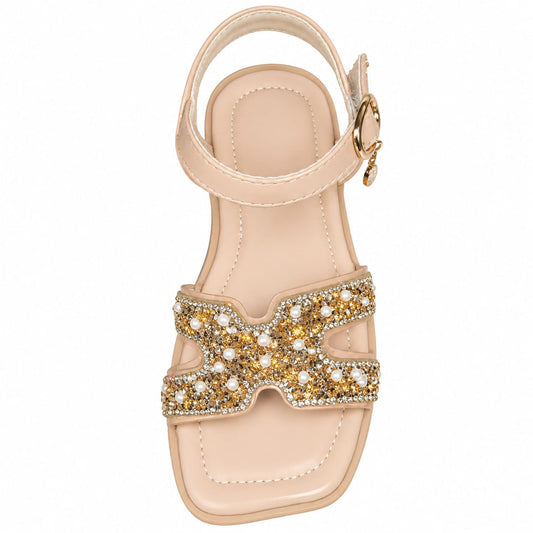 Golden Pearl Charm Sandals.
