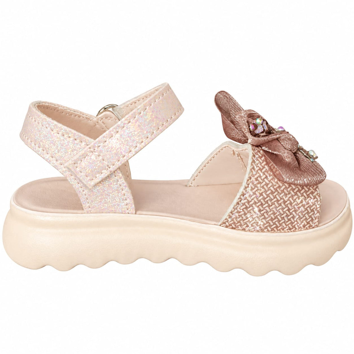 Rose Crystal Statement Bow Sandals
