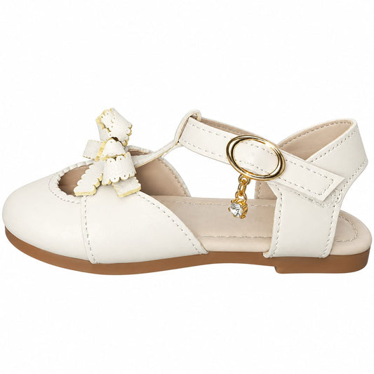 Ivory Lace Bow Girls Sandals
