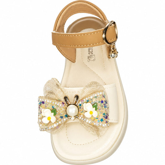 Golden Blossom Bow Sandals