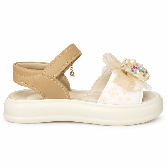 Golden Blossom Bow Sandals