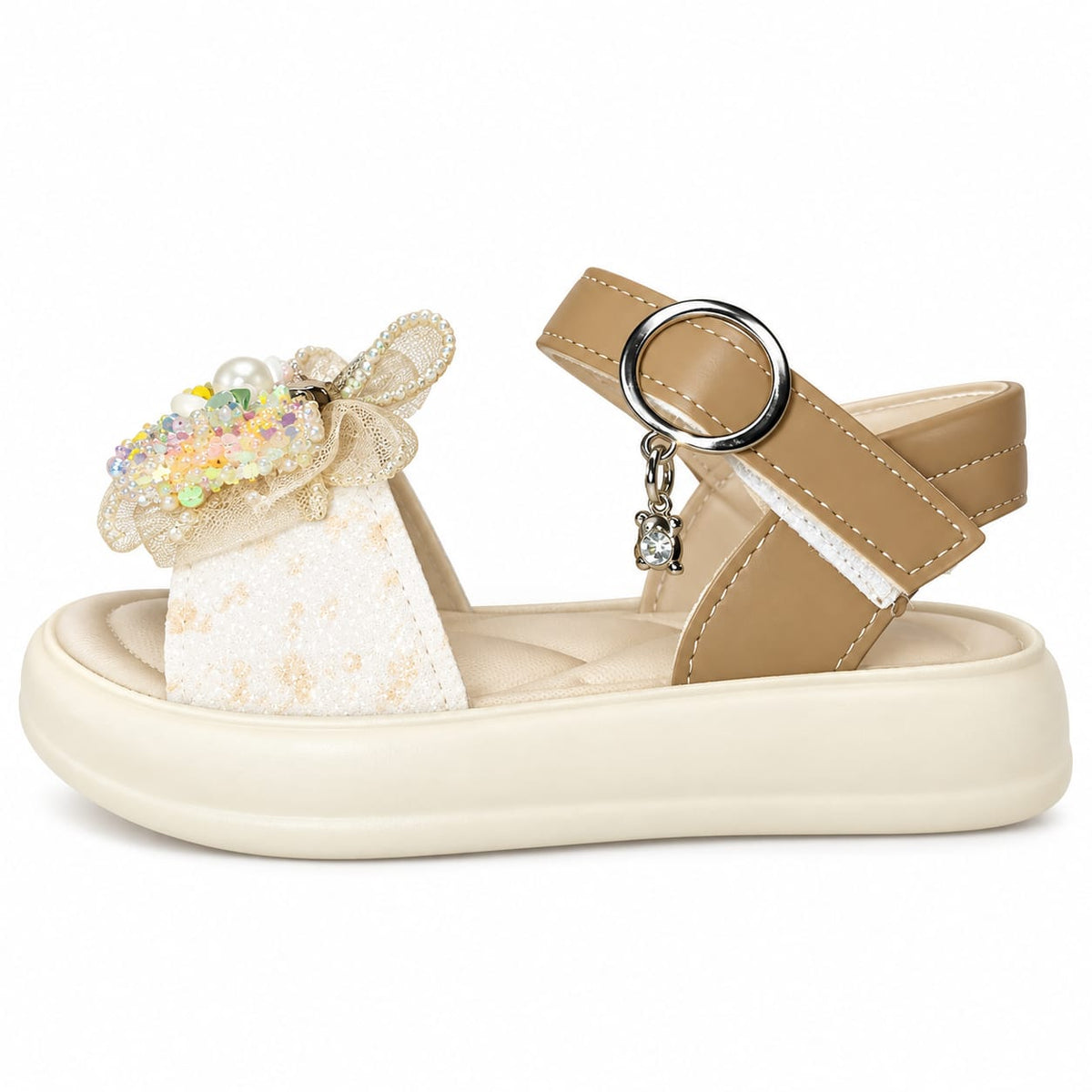 Golden Blossom Bow Sandals