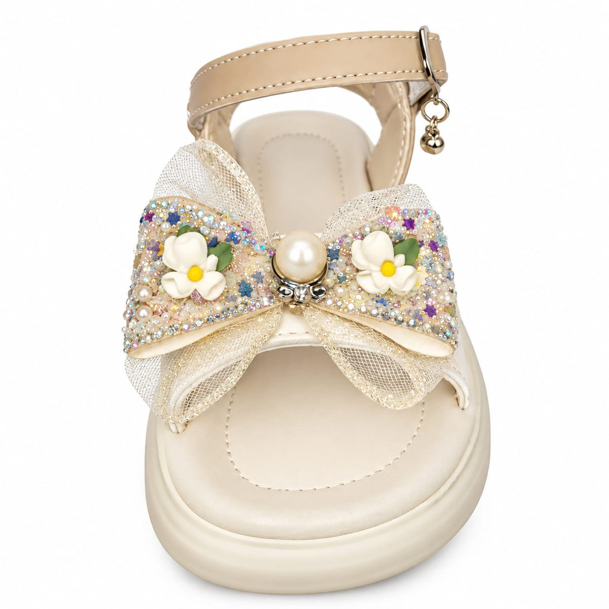Golden Blossom Bow Sandals