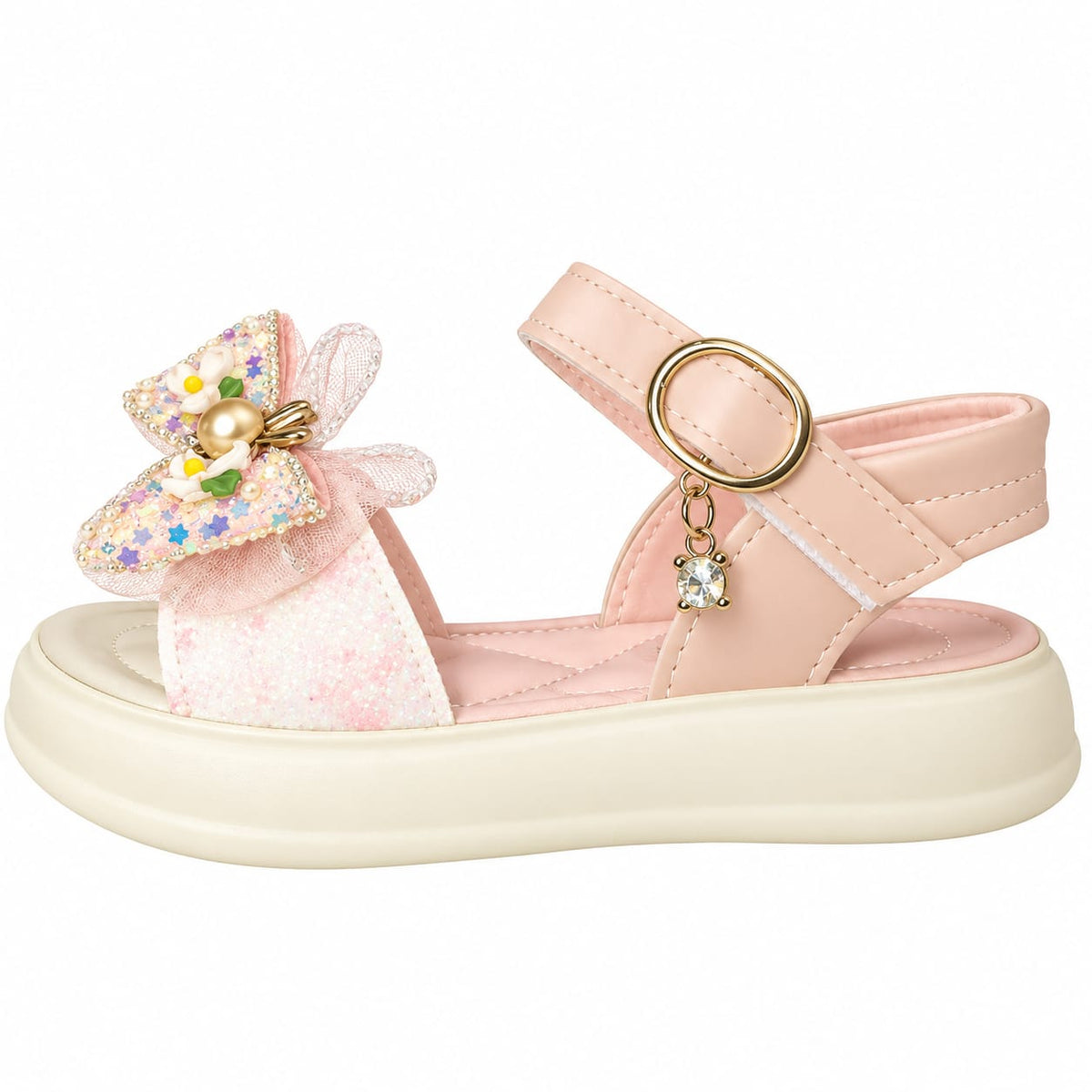 Golden Blossom Bow Sandals