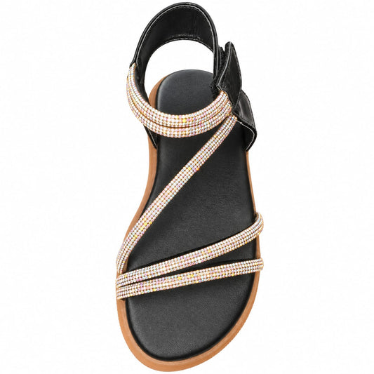 Midnight Crystal Strap Sandals.