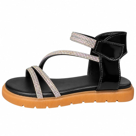 Midnight Crystal Strap Sandals.