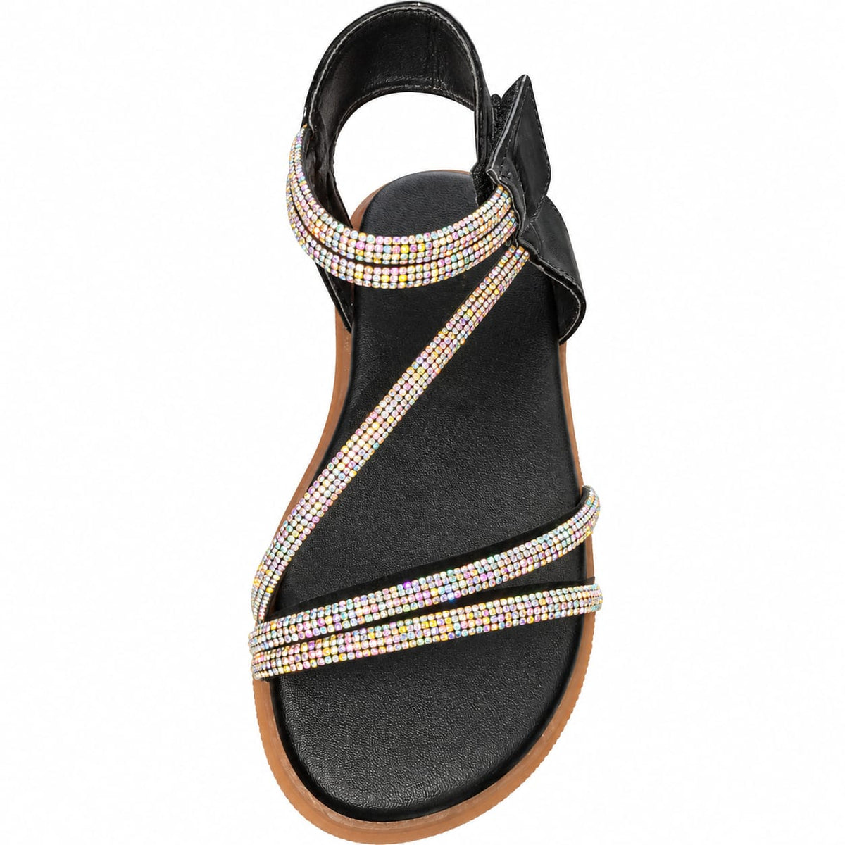 Midnight Crystal Strap Sandals.