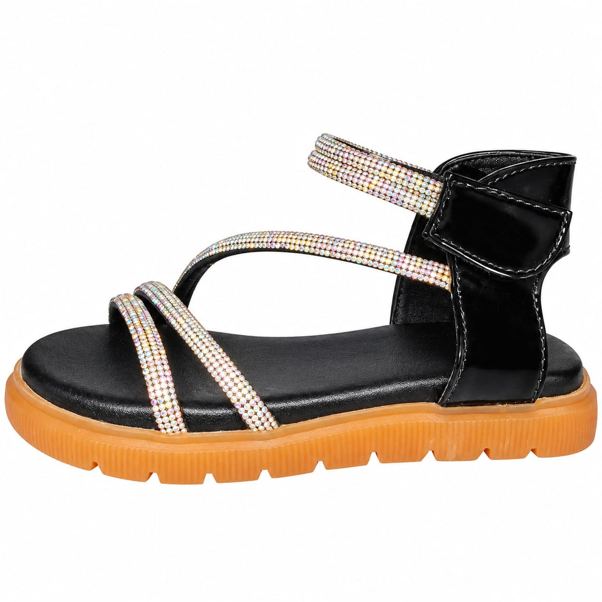 Midnight Crystal Strap Sandals.