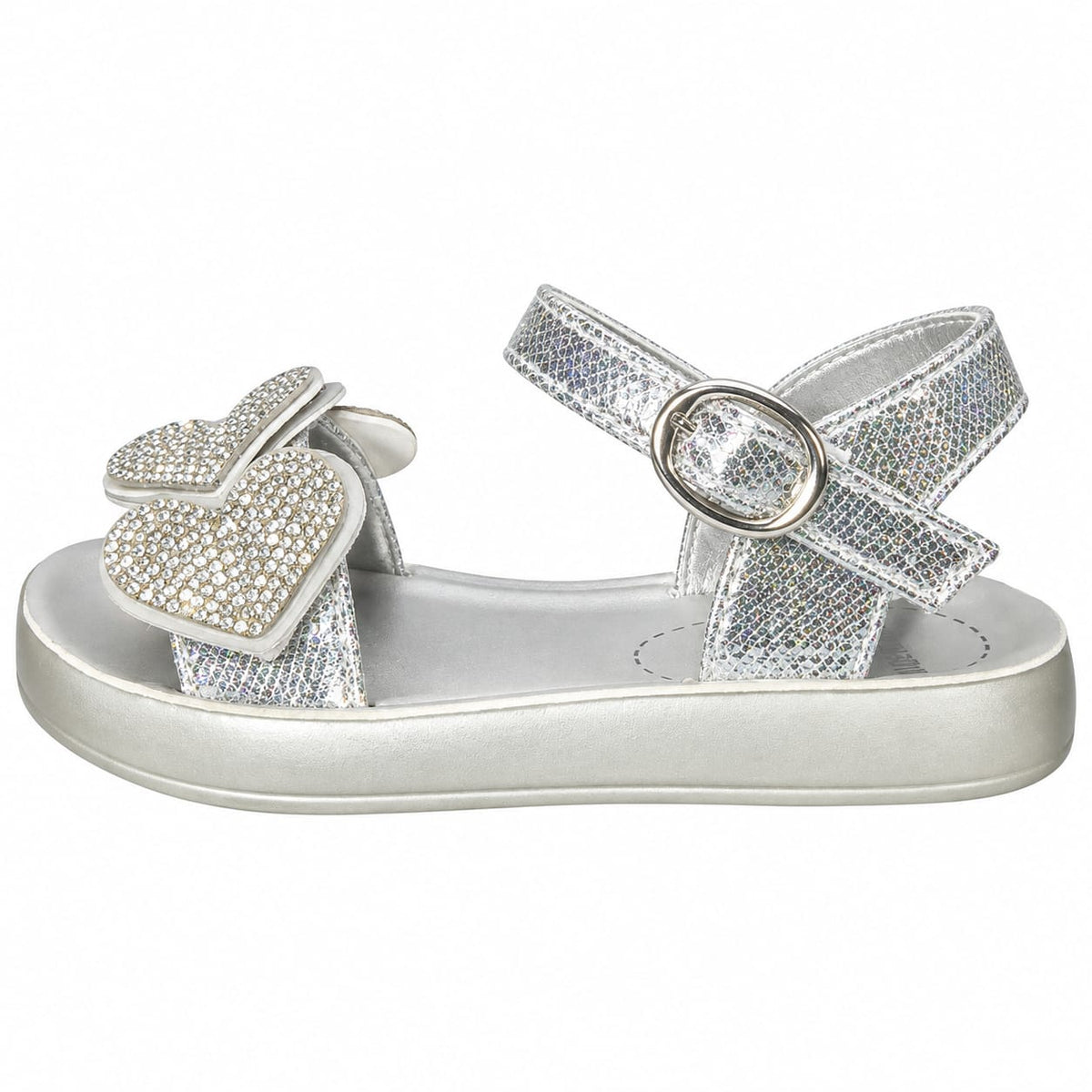Silver Heart Crystal Sandals