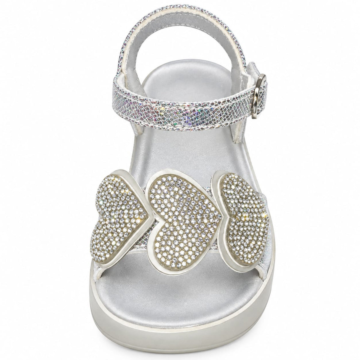 Silver Heart Crystal Sandals