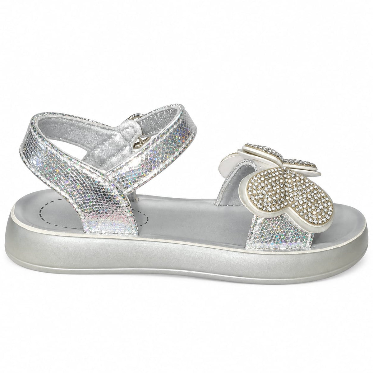Silver Heart Crystal Sandals