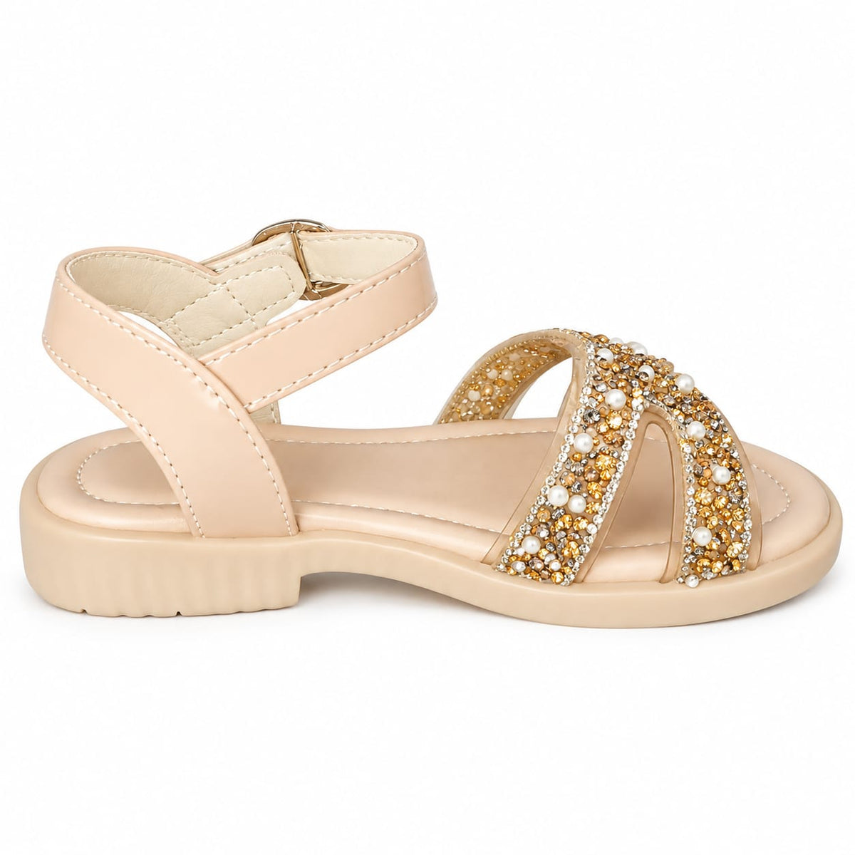 Golden Pearl Charm Sandals.