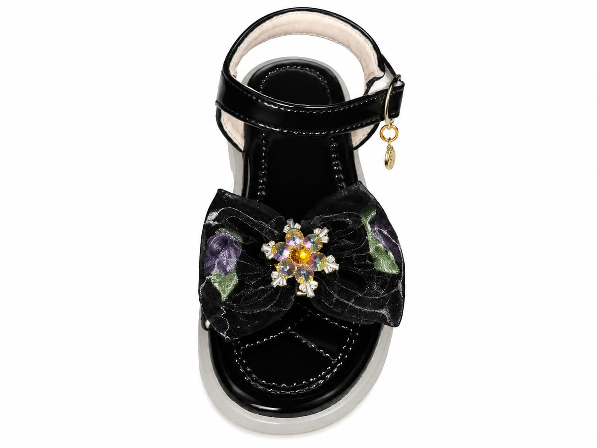 Midnight Rose Bow Sandals