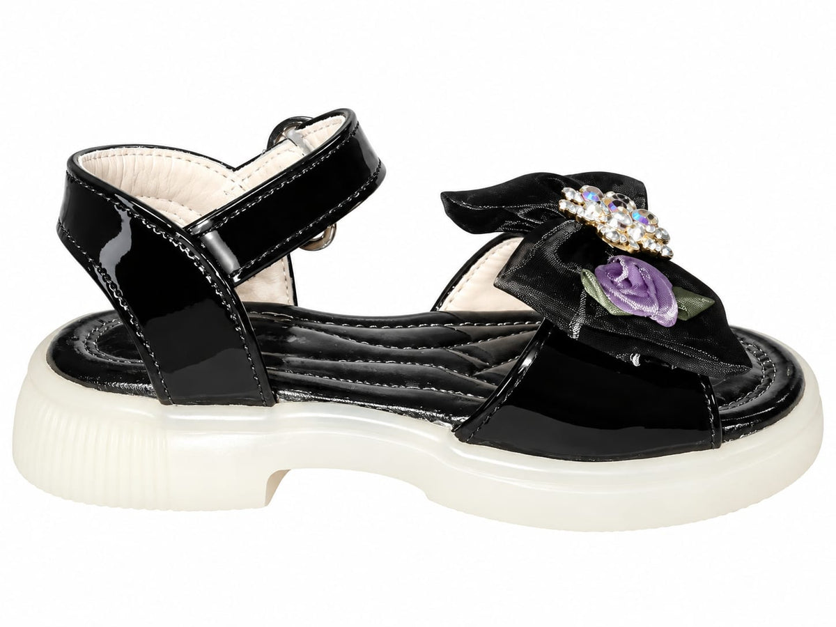 Midnight Rose Bow Sandals