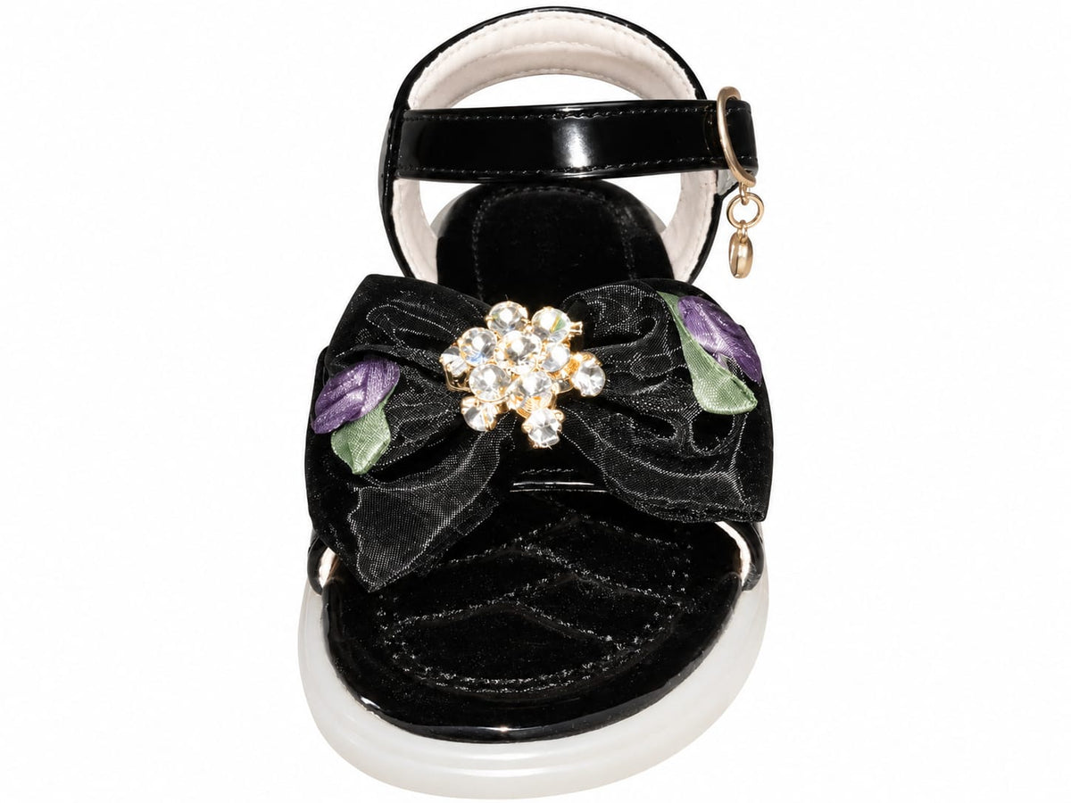 Midnight Rose Bow Sandals