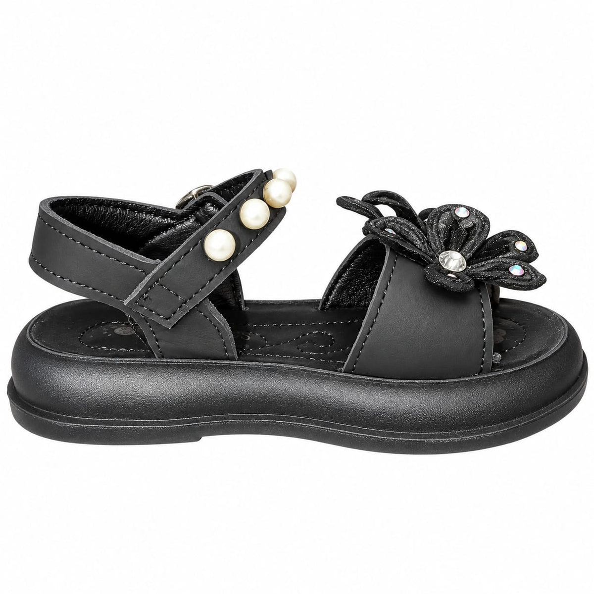 Midnight Pearl Blossom Sandals