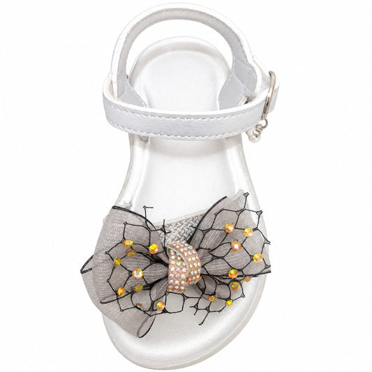 Rose Crystal Statement Bow Sandals
