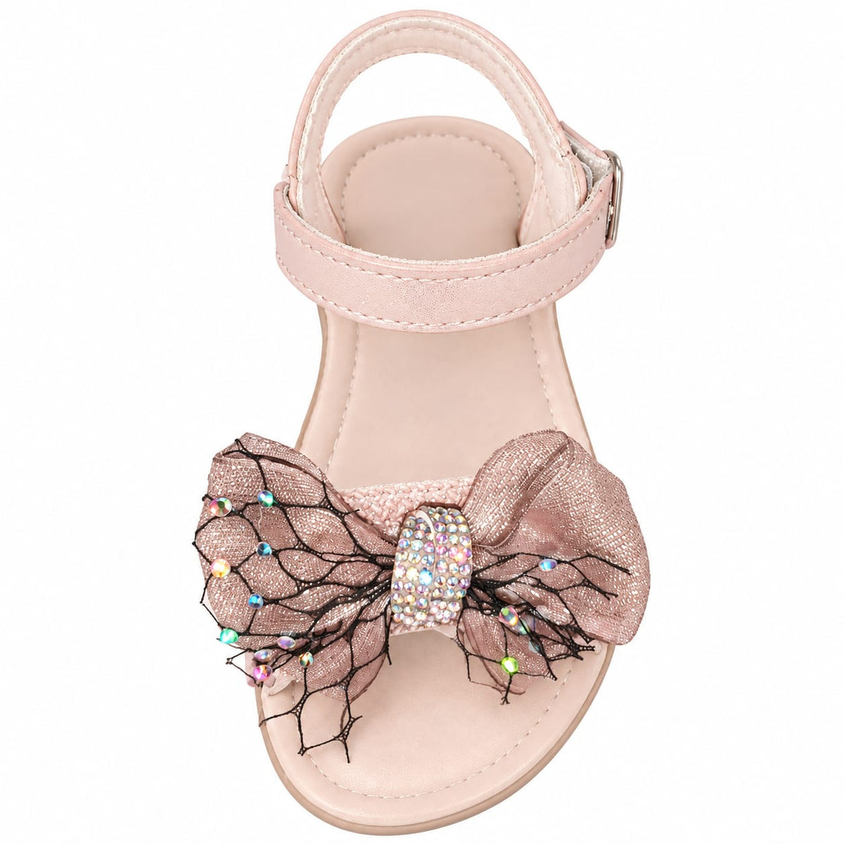 Rose Crystal Statement Bow Sandals
