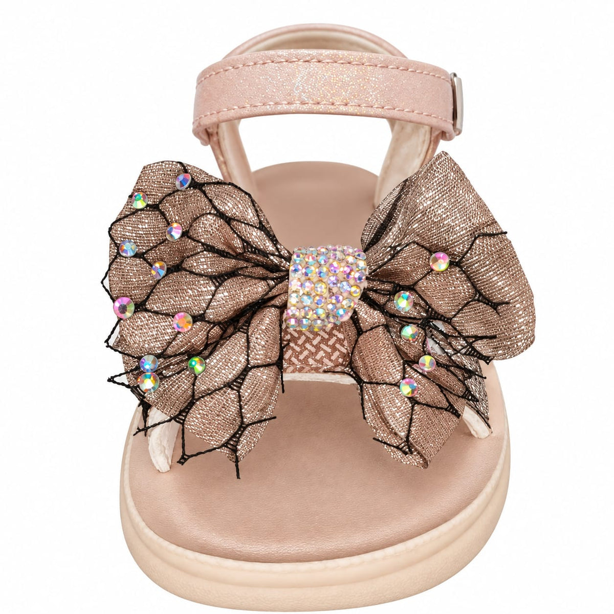 Rose Crystal Statement Bow Sandals
