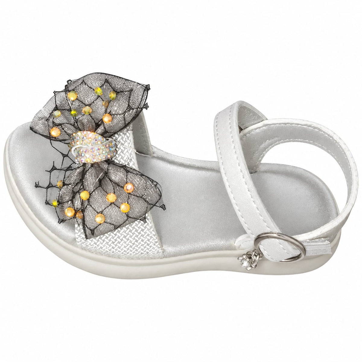 Rose Crystal Statement Bow Sandals