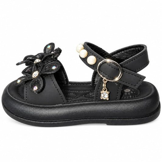 Midnight Pearl Blossom Sandals